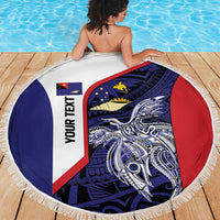 Personalised PNG West New Britain Province Beach Blanket Bird of Paradise Tattoo Flag Motif - Polynesian Pride