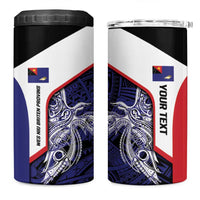 Personalised PNG West New Britain Province 4 in 1 Can Cooler Tumbler Bird of Paradise Tattoo Flag Motif LT9 One Size: 16 oz Blue - Polynesian Pride