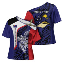 Personalised PNG West New Britain Province Cross Shoulder Shirt Bird of Paradise Tattoo Flag Motif - Polynesian Pride