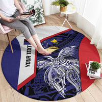 Personalised PNG West New Britain Province Round Carpet Bird of Paradise Tattoo Flag Motif - Polynesian Pride