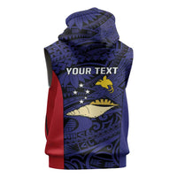 Personalised PNG West New Britain Province Sleeveless Zip Hoodie Bird of Paradise Tattoo Flag Motif - Polynesian Pride