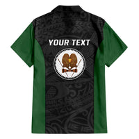 Personalised PNG Western Highlands Province Family Matching Off The Shoulder Long Sleeve Dress and Hawaiian Shirt Bird of Paradise Tattoo Flag Motif - Polynesian Pride