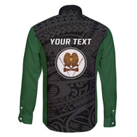 Personalised PNG Western Highlands Province Family Matching Off The Shoulder Long Sleeve Dress and Hawaiian Shirt Bird of Paradise Tattoo Flag Motif - Polynesian Pride