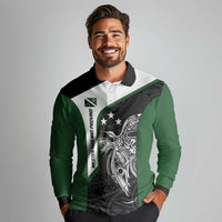 Personalised PNG Western Highlands Province Long Sleeve Polo Shirt Bird of Paradise Tattoo Flag Motif - Polynesian Pride