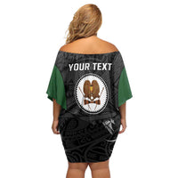Personalised PNG Western Highlands Province Off Shoulder Short Dress Bird of Paradise Tattoo Flag Motif LT9 - Polynesian Pride