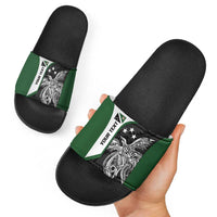 Personalised PNG Western Highlands Province Slide Sandals Bird of Paradise Tattoo Flag Motif - Polynesian Pride