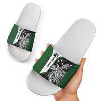 Personalised PNG Western Highlands Province Slide Sandals Bird of Paradise Tattoo Flag Motif - Polynesian Pride