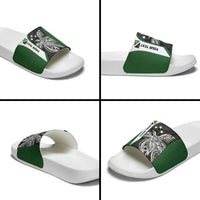 Personalised PNG Western Highlands Province Slide Sandals Bird of Paradise Tattoo Flag Motif - Polynesian Pride