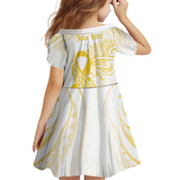 Be Bold Go Gold Polyneisan Ribbon Childhood Personalised Family Matching Off Shoulder Maxi Dress and Hawaiian Shirt LT9 - Polynesian Pride