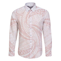 White Sunday Lotu Tamaiti Family Matching Puletasi and Hawaiian Shirt Polynesian Wave Pastel Blush - Polynesian Pride