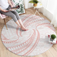 White Sunday Lotu Tamaiti Round Carpet Polynesian Wave Pastel Blush - Polynesian Pride