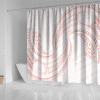 White Sunday Lotu Tamaiti Shower Curtain Polynesian Wave Pastel Blush - Polynesian Pride