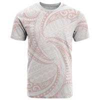 White Sunday Lotu Tamaiti T Shirt Polynesian Wave Pastel Blush - Polynesian Pride