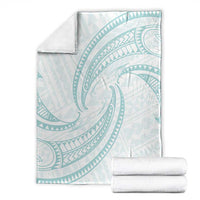 White Sunday Lotu Tamaiti Blanket Polynesian Wave Pastel Cyan - Polynesian Pride