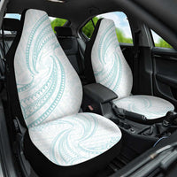 White Sunday Lotu Tamaiti Car Seat Cover Polynesian Wave Pastel Cyan - Polynesian Pride