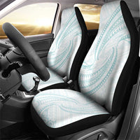 White Sunday Lotu Tamaiti Car Seat Cover Polynesian Wave Pastel Cyan - Polynesian Pride