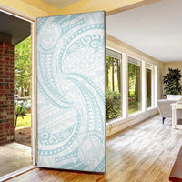 White Sunday Lotu Tamaiti Door Cover Polynesian Wave Pastel Cyan - Polynesian Pride
