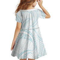 White Sunday Lotu Tamaiti Family Matching Long Sleeve Bodycon Dress and Hawaiian Shirt Polynesian Wave Pastel Cyan - Polynesian Pride