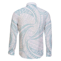 White Sunday Lotu Tamaiti Family Matching Mermaid Dress and Hawaiian Shirt Polynesian Wave Pastel Cyan - Polynesian Pride