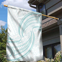 White Sunday Lotu Tamaiti Garden Flag Polynesian Wave Pastel Cyan - Polynesian Pride