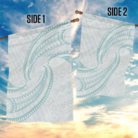 White Sunday Lotu Tamaiti Garden Flag Polynesian Wave Pastel Cyan - Polynesian Pride