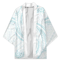 White Sunday Lotu Tamaiti Kimono Polynesian Wave Pastel Cyan - Polynesian Pride