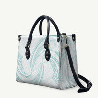 White Sunday Lotu Tamaiti Leather Bag Polynesian Wave Pastel Cyan - Polynesian Pride
