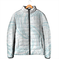 White Sunday Lotu Tamaiti Padded Jacket Polynesian Wave Pastel Cyan - Polynesian Pride
