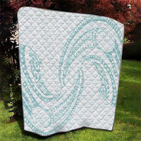 White Sunday Lotu Tamaiti Quilt Polynesian Wave Pastel Cyan - Polynesian Pride