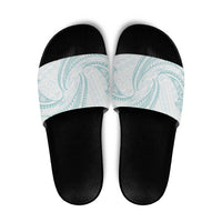 White Sunday Lotu Tamaiti Slide Sandals Polynesian Wave Pastel Cyan - Polynesian Pride