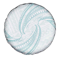 White Sunday Lotu Tamaiti Spare Tire Cover Polynesian Wave Pastel Cyan - Polynesian Pride