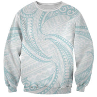 White Sunday Lotu Tamaiti Sweatshirt Polynesian Wave Pastel Cyan - Polynesian Pride