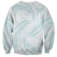 White Sunday Lotu Tamaiti Sweatshirt Polynesian Wave Pastel Cyan - Polynesian Pride