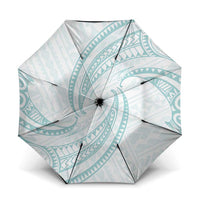 White Sunday Lotu Tamaiti Umbrella Polynesian Wave Pastel Cyan - Polynesian Pride