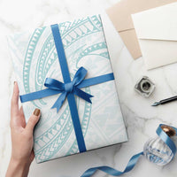 White Sunday Lotu Tamaiti Wrapping Paper Polynesian Wave Pastel Cyan - Polynesian Pride