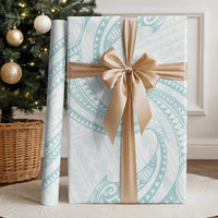White Sunday Lotu Tamaiti Wrapping Paper Polynesian Wave Pastel Cyan - Polynesian Pride