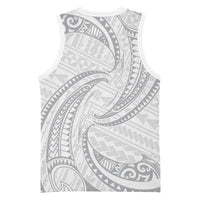 White Sunday Lotu Tamaiti Basketball Jersey Polynesian Wave Pastel Gray - Polynesian Pride