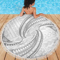 White Sunday Lotu Tamaiti Beach Blanket Polynesian Wave Pastel Gray - Polynesian Pride