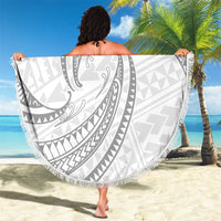 White Sunday Lotu Tamaiti Beach Blanket Polynesian Wave Pastel Gray - Polynesian Pride