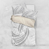 White Sunday Lotu Tamaiti Bedding Set Polynesian Wave Pastel Gray - Polynesian Pride