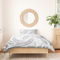 White Sunday Lotu Tamaiti Bedding Set Polynesian Wave Pastel Gray - Polynesian Pride