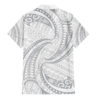 White Sunday Lotu Tamaiti Family Matching Mermaid Dress and Hawaiian Shirt Polynesian Wave Pastel Gray - Polynesian Pride