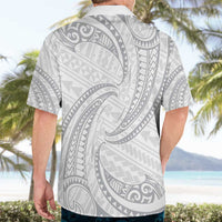 White Sunday Lotu Tamaiti Hawaiian Shirt Polynesian Wave Pastel Gray - Polynesian Pride