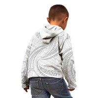 White Sunday Lotu Tamaiti Kid Hoodie Polynesian Wave Pastel Gray - Polynesian Pride