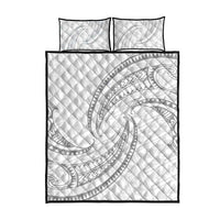 White Sunday Lotu Tamaiti Quilt Bed Set Polynesian Wave Pastel Gray - Polynesian Pride