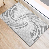 White Sunday Lotu Tamaiti Rubber Doormat Polynesian Wave Pastel Gray - Polynesian Pride