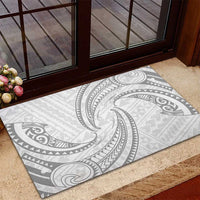 White Sunday Lotu Tamaiti Rubber Doormat Polynesian Wave Pastel Gray - Polynesian Pride