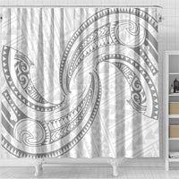 White Sunday Lotu Tamaiti Shower Curtain Polynesian Wave Pastel Gray - Polynesian Pride