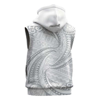 White Sunday Lotu Tamaiti Sleeveless Hoodie Polynesian Wave Pastel Gray - Polynesian Pride
