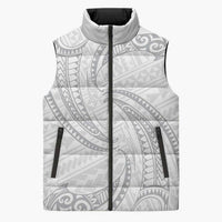 White Sunday Lotu Tamaiti Sleeveless Puffer Jacket Polynesian Wave Pastel Gray - Polynesian Pride